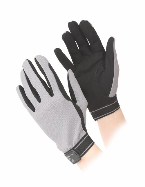 READY TO SHIP: Shires Aubrion Kids' Mesh Riding Gloves - Medium - Grey