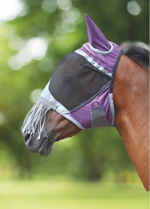 READY TO SHIP: Shires Deluxe Fly Mask w/Nose Fringe - Pony - Purple