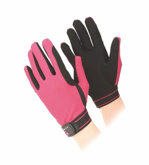 READY TO SHIP: Shires Aubrion Kids' Mesh Riding Gloves - Small - Raspberry