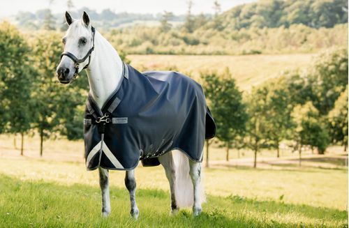 SALE RACK: Rambo 1680D Turnout 0g - 72 - Navy/Thunderstorm Grey/Silver