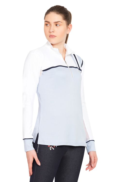 OVERSTOCK: Equine Couture Women's Nicole EquiCool Long Sleeve Sport Shirt - Medium - White/KL Baby Blue