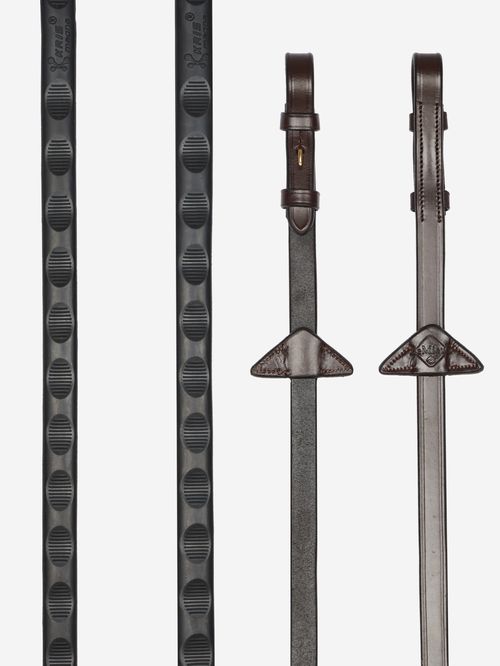 LeMieux Magna Grip Rubber Reins - Havana/Brass