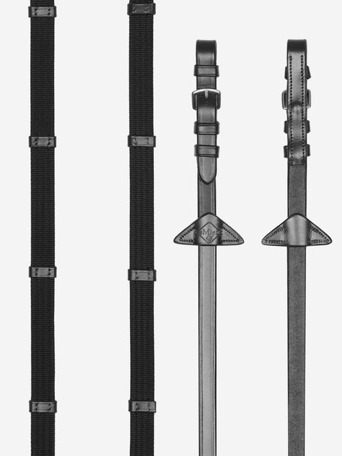 LeMieux Webbed Continental Reins - Black/Silver