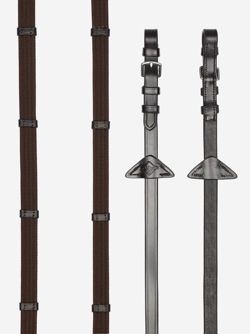 LeMieux Webbed Continental Reins - Brown/Silver