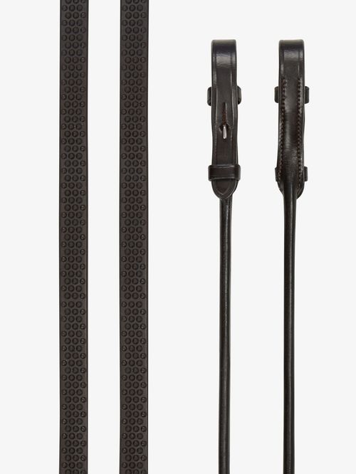 LeMieux Rolled Reins - Brown/Silver