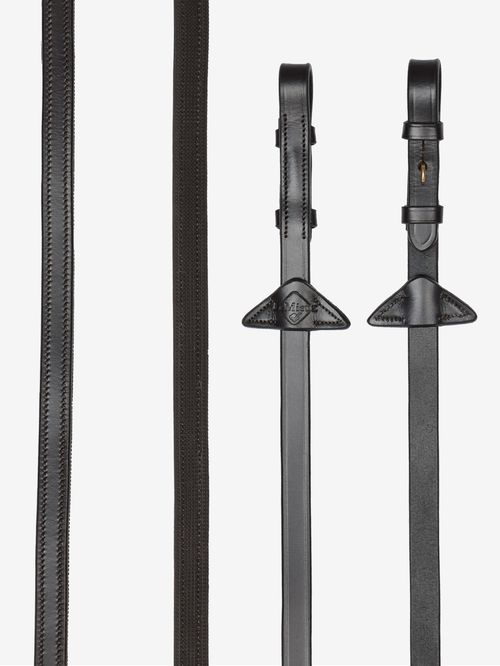 LeMieux Rubber Half Lined Reins - Brown/Brass
