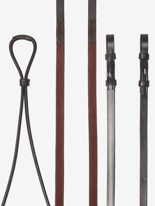 LeMieux Hunter Half Lined Curb Rein - Havana/Silver