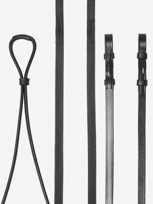 LeMieux Hunter Half Lined Curb Rein - Black/Silver