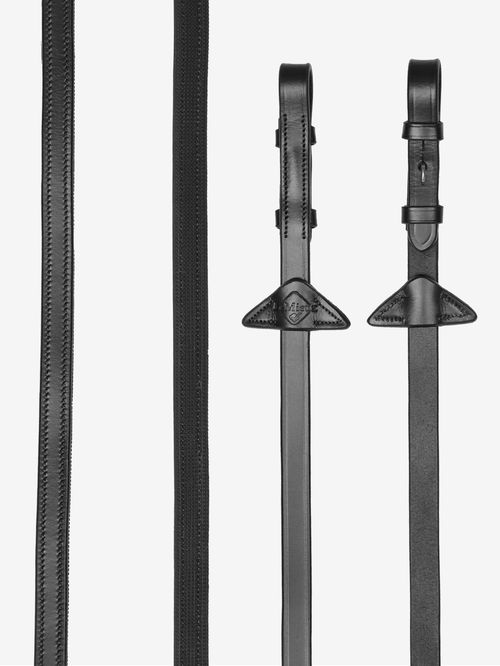 LeMieux Rubber Half Lined Reins - Black/Silver