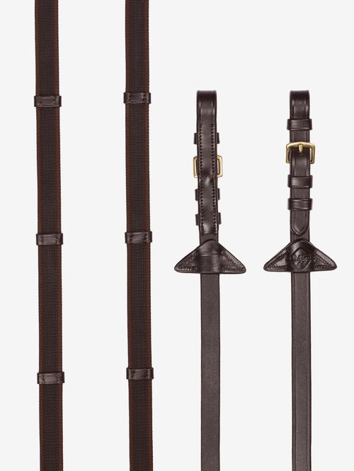 LeMieux Rubber Grip Continental Reins - Havana/Brass