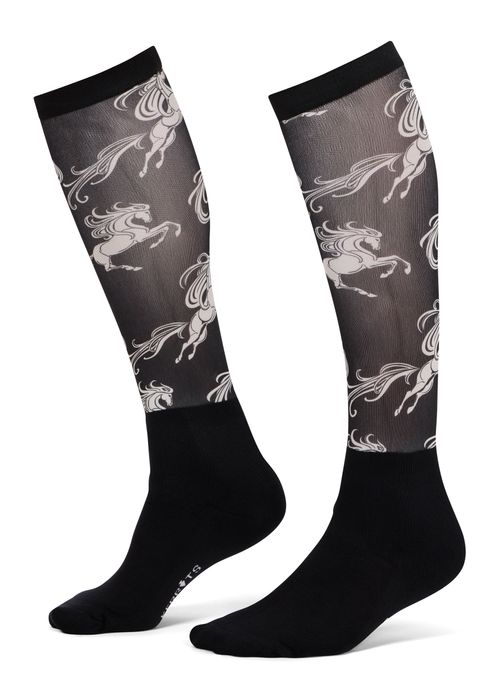 Kerrits Kids' Dual Zone Boot Socks - Black Horse Whimsy