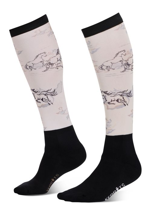 Kerrits Women's Dual Zone Boot Socks - Soft White Stormy Horse