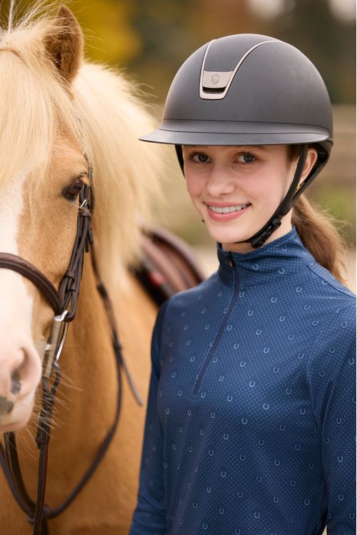 Kerrits Kids' In The Zone Coolcore Long Sleeve Shirt - Nightfall Lucky Dots