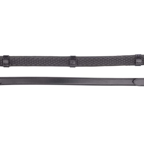 Shires Avignon Rubber Reins w/Leather Stoppers - Black