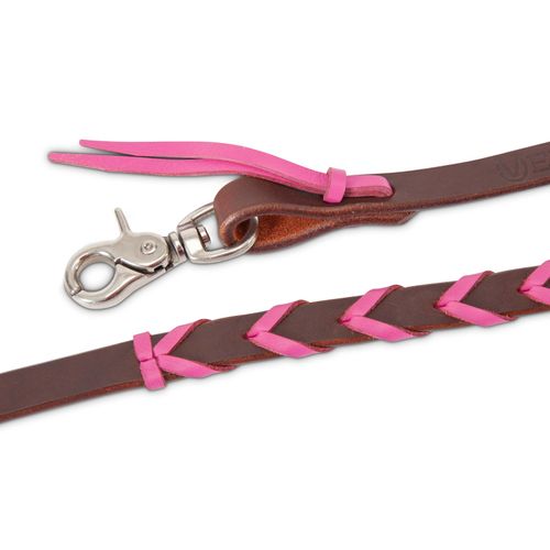 Shires Velociti Velociti Roper Rein - Dark Oil/Pink
