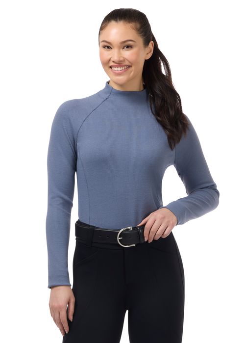 Kerrits Women's Align Textured Mock Neck - Dusty Blue