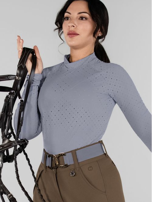 BARN BUSTER: Dapplebay Women's Aircut Mock Neck Long Sleeve Top - XX Large - Moonrise