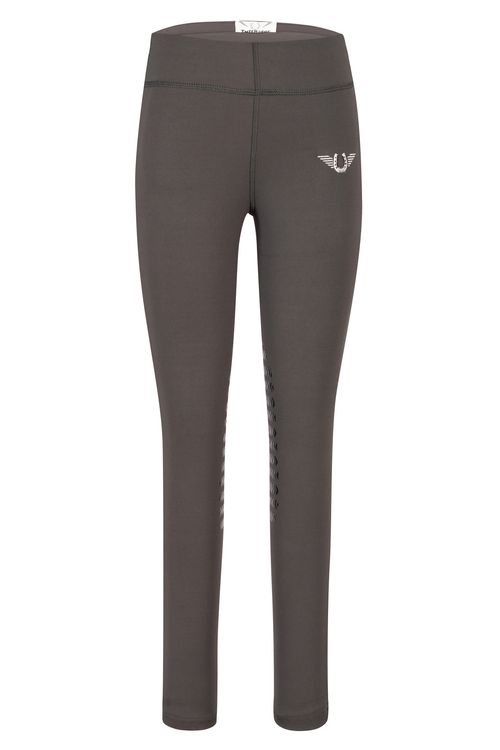 SALE RACK: TuffRider Kids' Ventilated Schooling Riding Tights - X Large - Charcoal/Neon Green