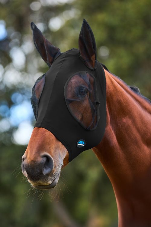 SALE RACK: Weatherbeeta Comfitec Stretch Fly Mask w/Ears - Medium - Black/Black
