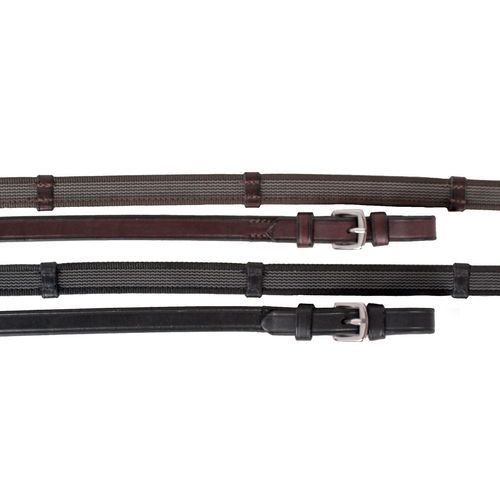 SALE RACK: Nunn Finer Sure Grip Reins w/Leather Hand Stops - 5/8in x 58in - Black