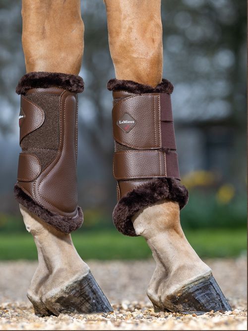 LeMieux Fleece Lined Brushing Boots - Brown