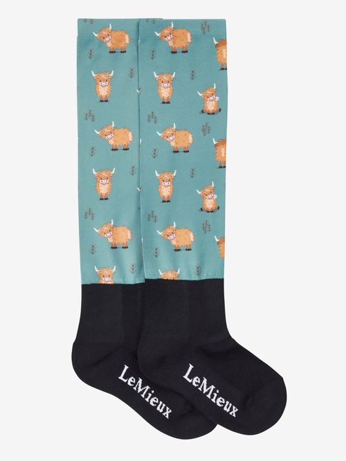 LeMieux Footsie Socks - Highland Cow/Aloe