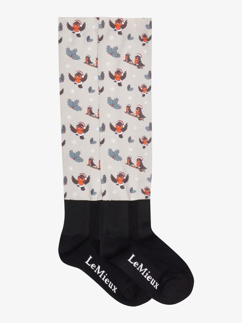 LeMieux Footsie Socks - Xmas Robins Almond