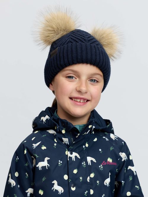 LeMieux Kids' Mini Double Pom Beanie - Navy