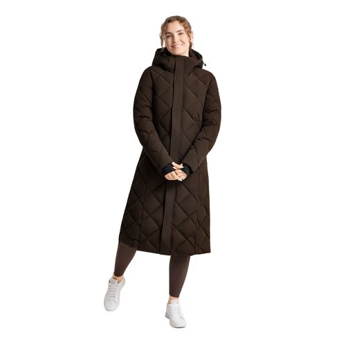 B Vertigo Women's Gem Waxed Padded Long Coat - Turkish Coffee