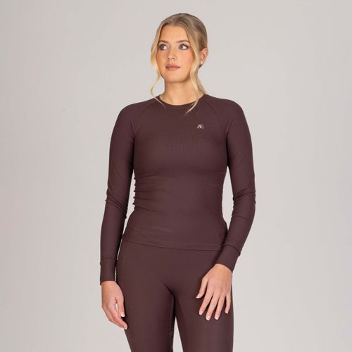 Shires Aubrion Women's Ribbed Long Sleeve Top - Espresso
