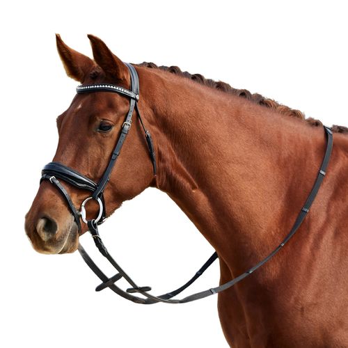 Dublin Padded Comfort Crown Patent Flash Bridle - Black