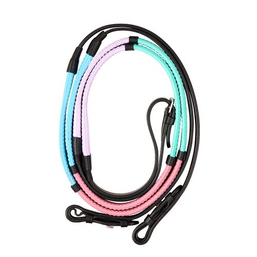 Dublin Pastel Rainbow Reins - Black/Multi
