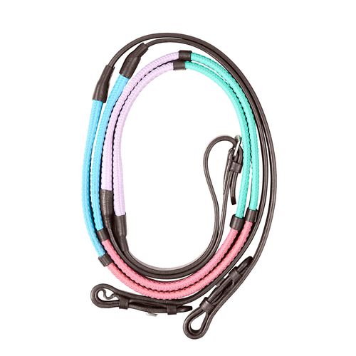 Dublin Pastel Rainbow Reins - Brown/Multi