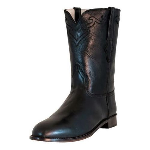 TuffRider Men's El Paso Leather Embroidered Round Toe Western Boots - Black
