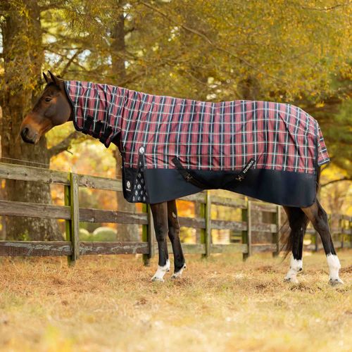 Equinavia Norse Full Neck Turnout Blanket 200g - Navy/Burgundy