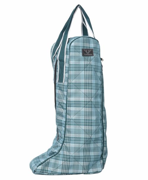 TuffRider Bonum Equestrian Boot Bag - Teal Plaid