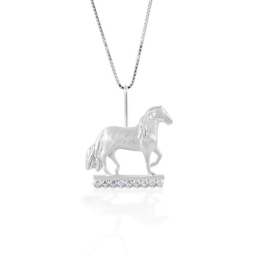 Kelly Herd Stone Paso Fino Pendant - Sterling Silver/Clear
