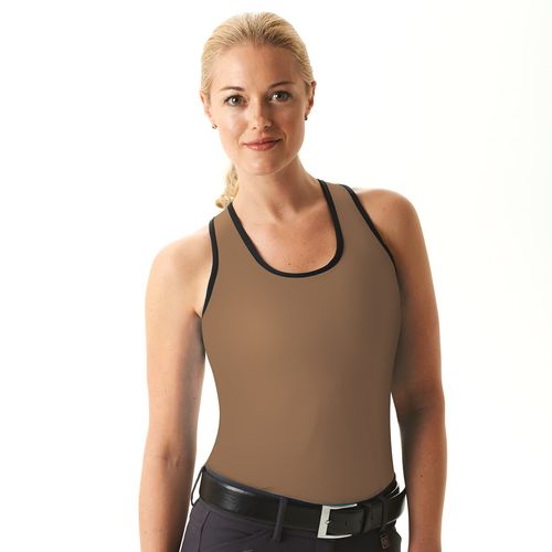 Cheata Women's Trotter Tank w/ Built In Sports Bra - Dark Khaki/Black