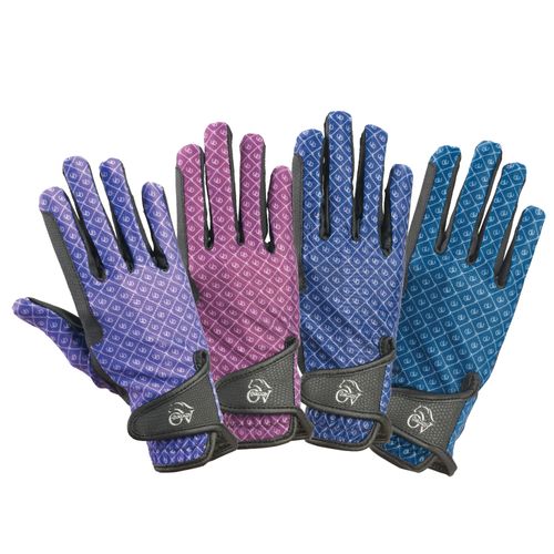 Ovation Cool Rider Gloves - Plum Horseshoes