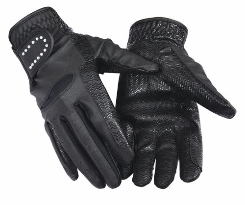 Equine Couture Women's Crystal Riding Gloves - Black