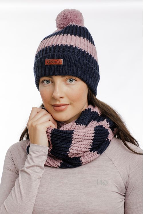 Horseware Knitted Hat and Snood - Navy/Pink