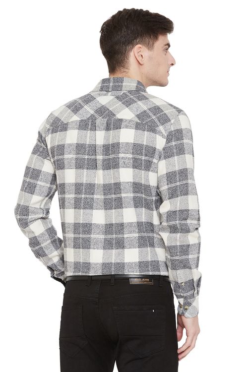 TuffRider Men's Voltage Flannel Shirt - Off White/Grey