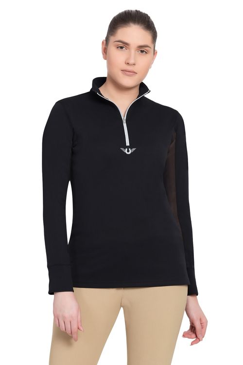 TuffRider Women's Ventilated Technical Long Sleeve Sport Shirt - Black