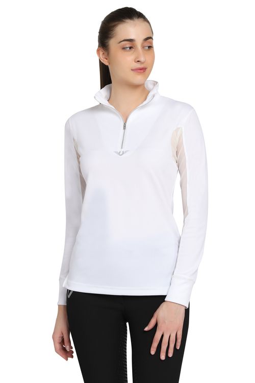 TuffRider Women's Ventilated Technical Long Sleeve Sport Shirt - White