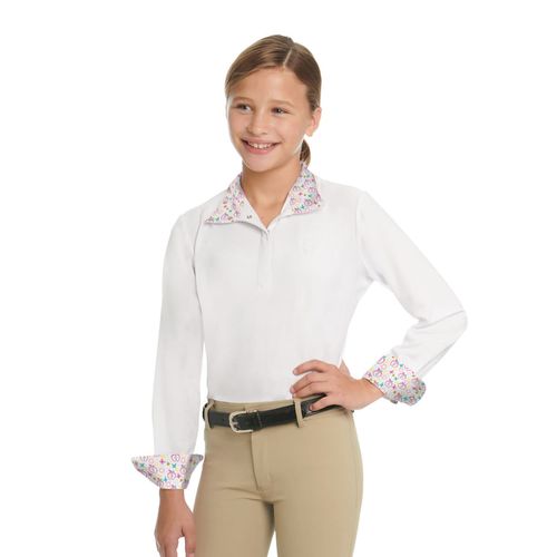 Ovation Kids' Ellie Quarter Snap Show Shirt - White/Apple Jax