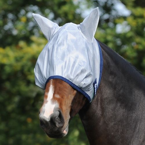 Bucas Buzz Off Fly Mask w/Ears - Silver/Navy