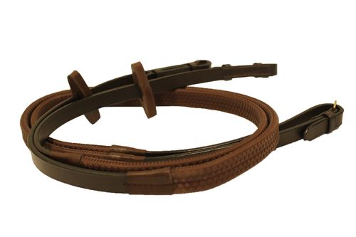 Rambo Micklem Rubber Reins - Brown