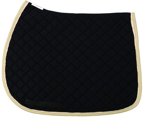 TuffRider Basic All Purpose Saddle Pad w/Trim and Piping - Black/Light Tan/Cream