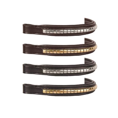 Nunn Finer Large Clincher Padded Browband - Havana/Zinc