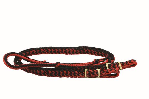 Western Rawhide 1" Braided Barrel Reins - Red/Black